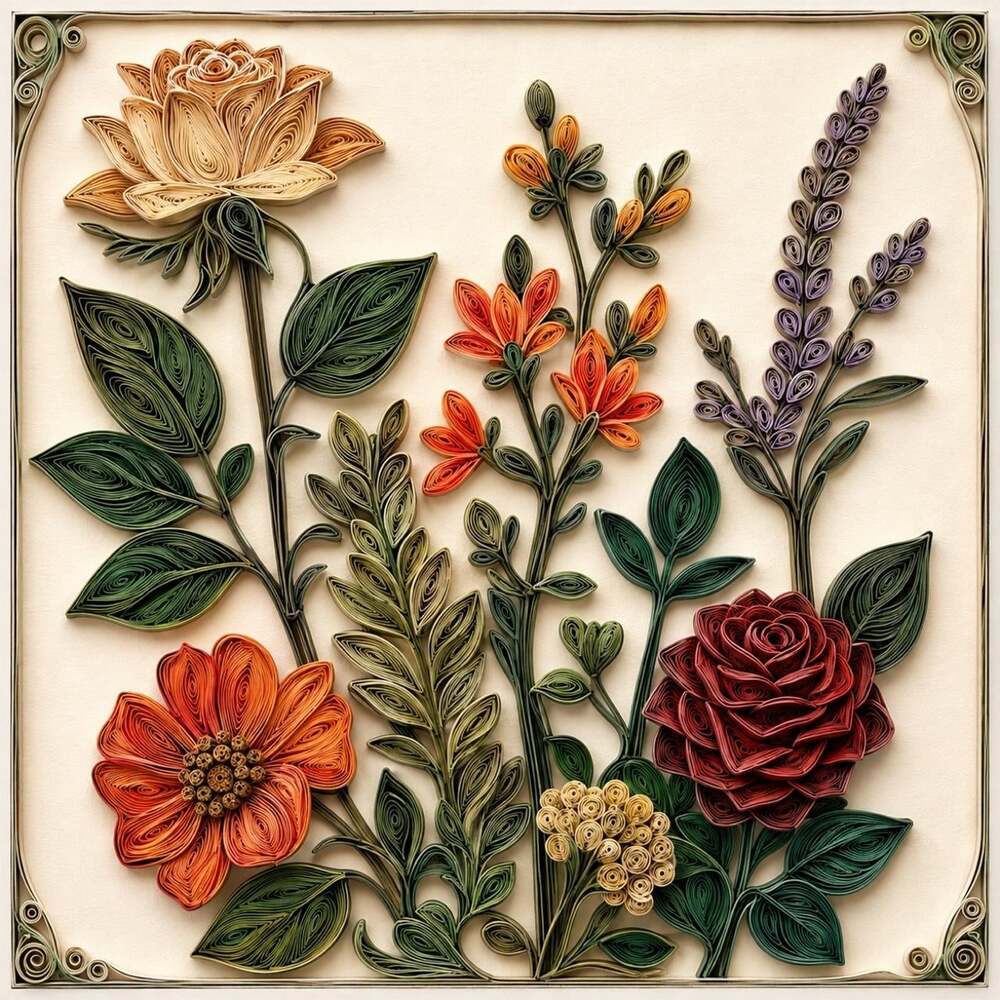 8 X 8 Black Framed Quilled Wildflower B 507